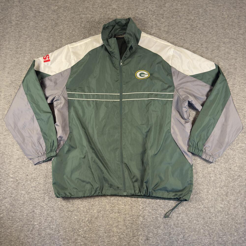 Green Bay Packers Jacket Mens XL Green NFL Football Dunbrooke SI Windbreaker